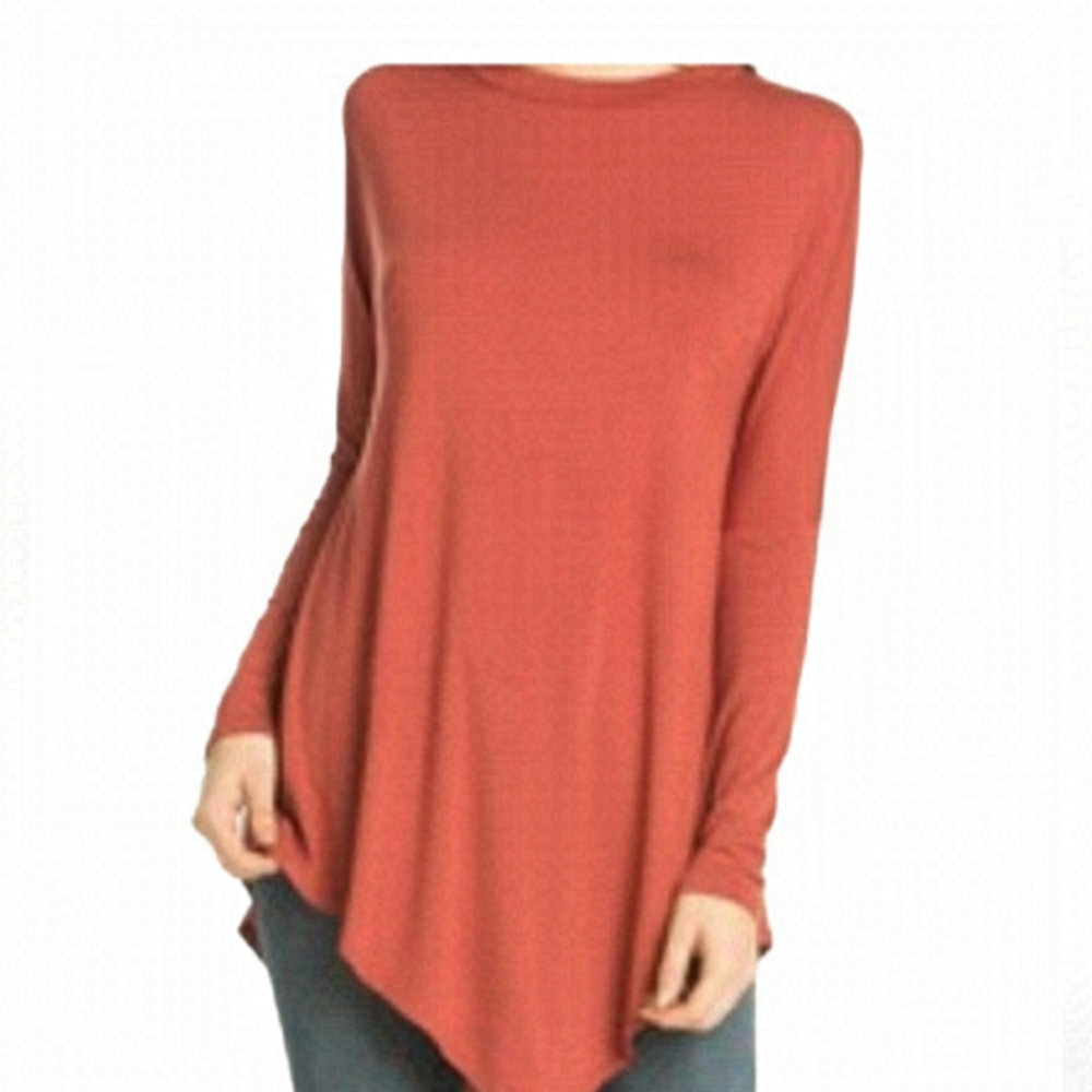 AZULES burnt orange long sleeve Tunic Top Size Small NWT